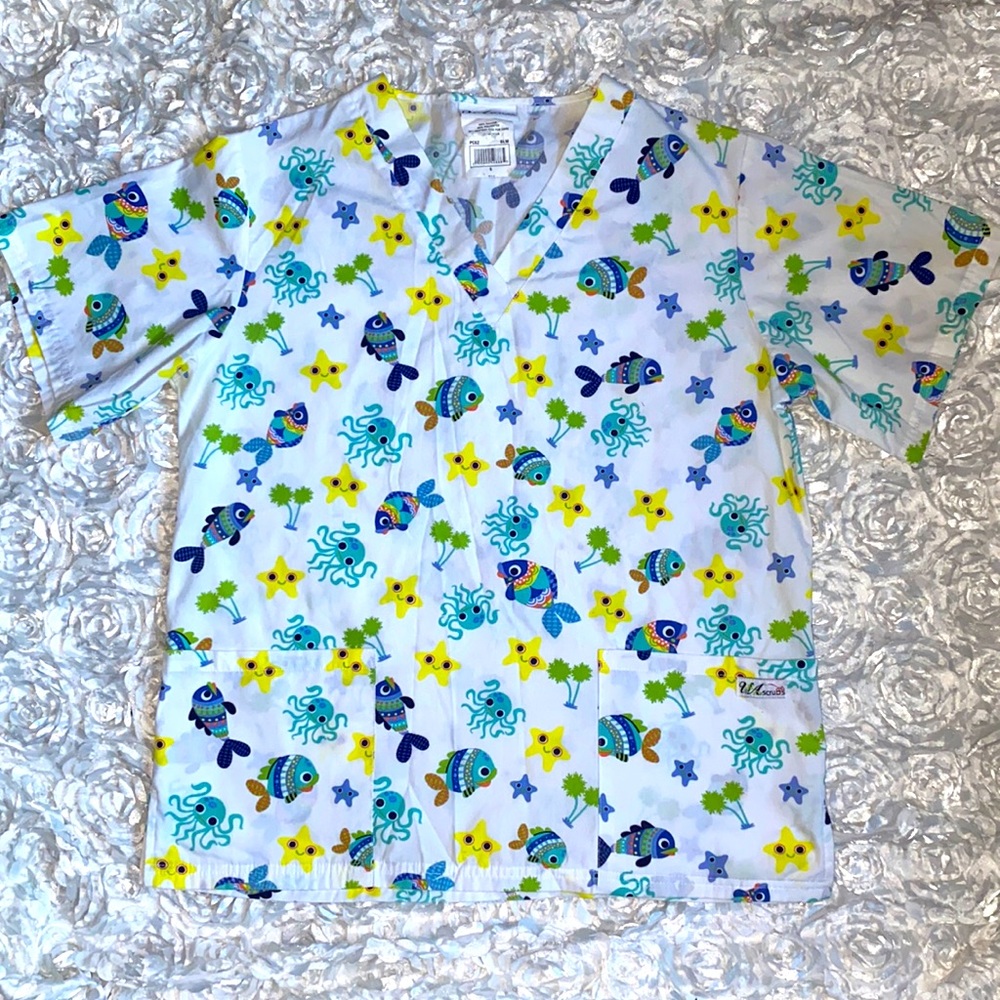 . Sea themed scrub top size small